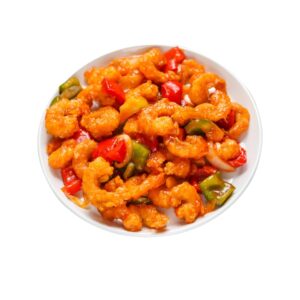 Sweet and Sour Prawn - A vibrant dish with juicy prawns, crispy vegetables, and tangy sauce, served at City Cafe.