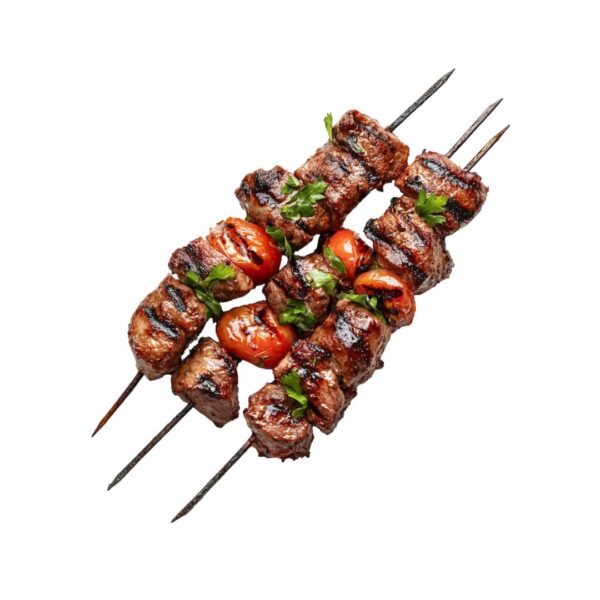 Grilled Beef Seekh served at City Kebab and Cafe with mint chutney and lemon