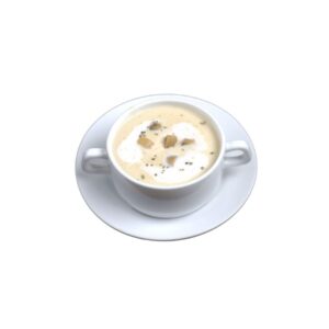Hot bowl of Chicken Corn Soup garnished with spring onions