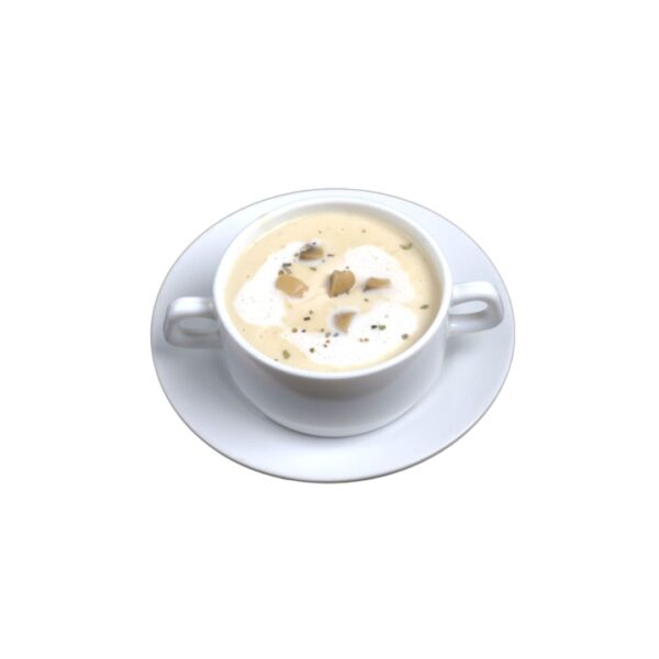 Hot bowl of Chicken Corn Soup garnished with spring onions