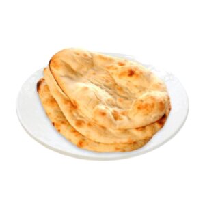 Freshly baked Plain Naan served on a white plate