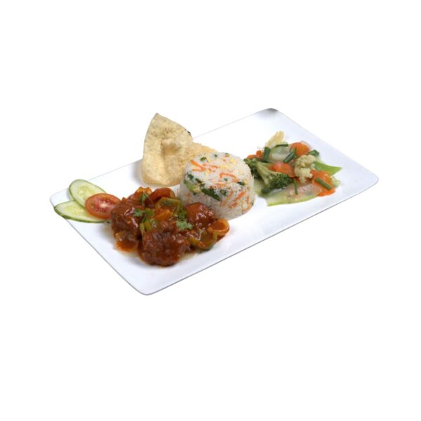 Set Menu B featuring Egg Fried Rice, Beef Curry, Spring Roll, and Chinese Veg at City Kebab and Cafe