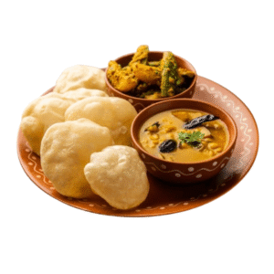 Hot, fluffy luchi served with curry – best luchi in Dhaka